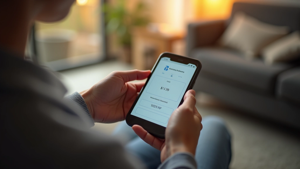 Patient holding smartphone booking medical appointment online in waiting room